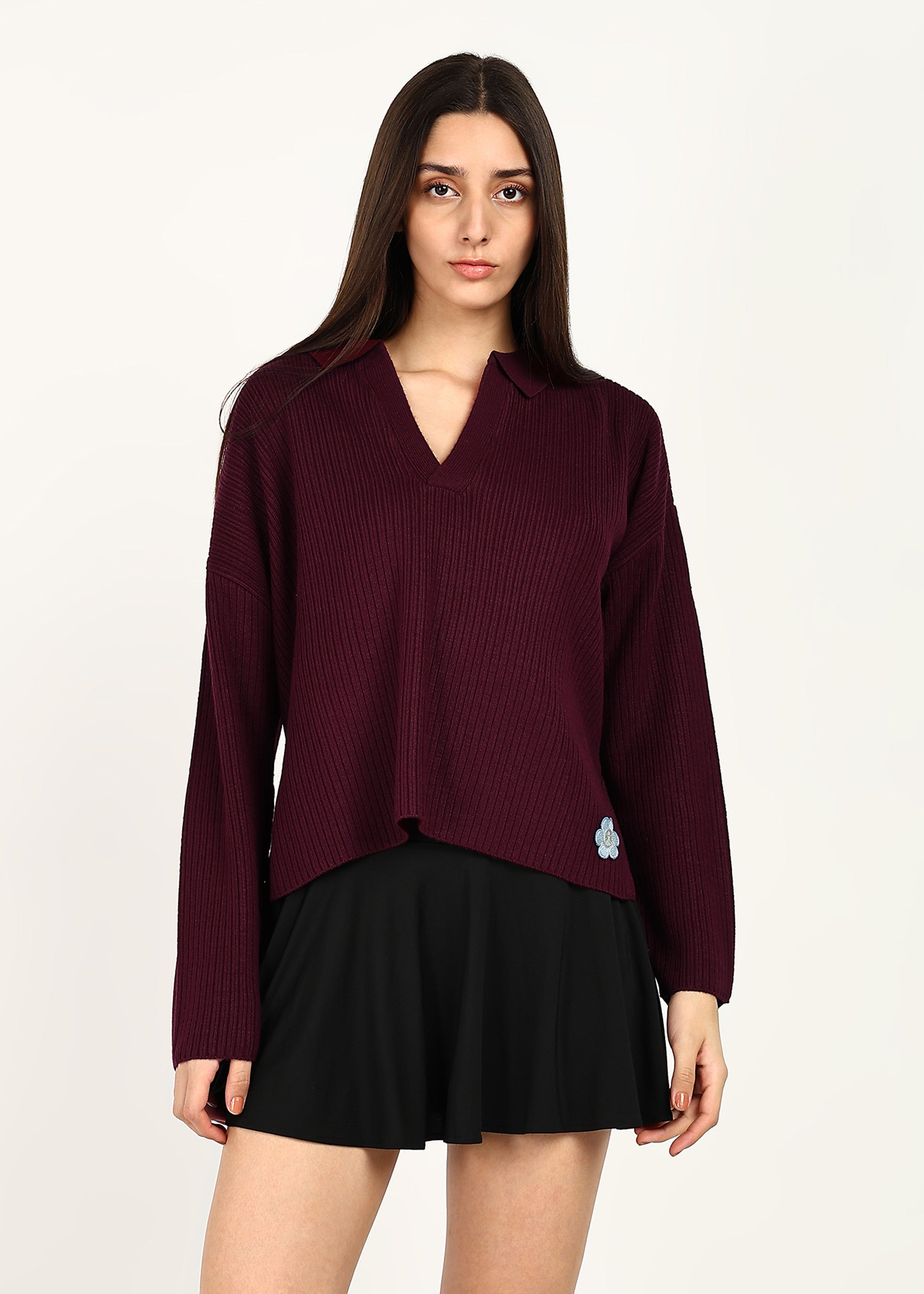JIIA BASIC TOP - BURGUNDY