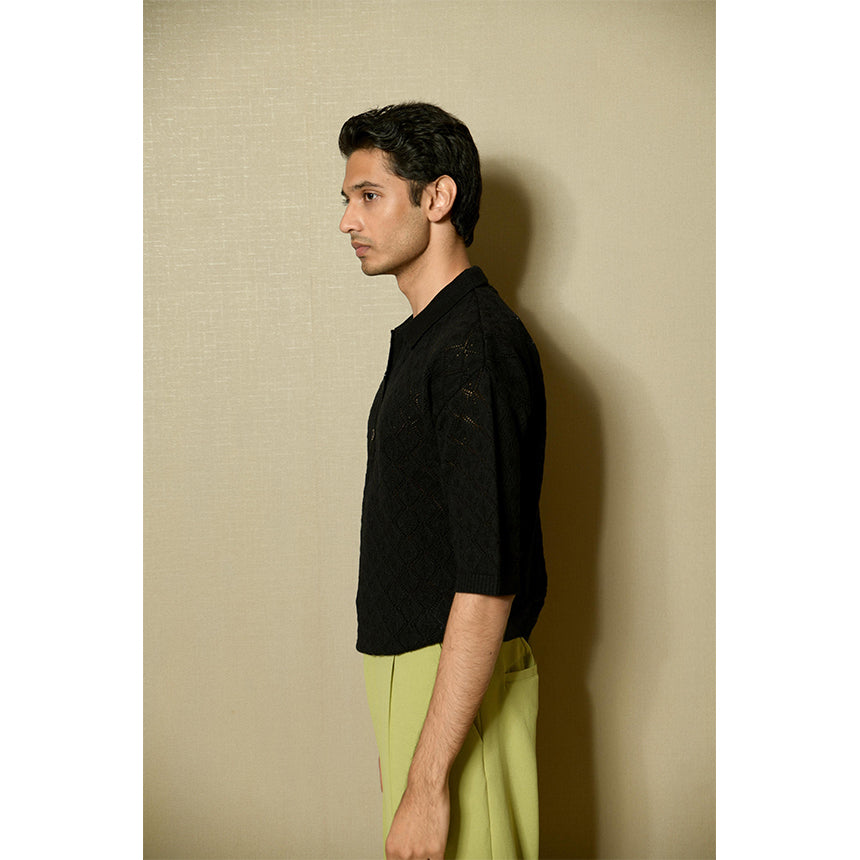 REGAL POINTELLE POLO-BLACK