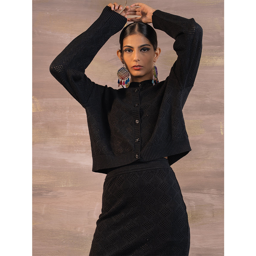 GEOMETRIC REVERSIBLE POINTELLE CO-ORD-BLACK