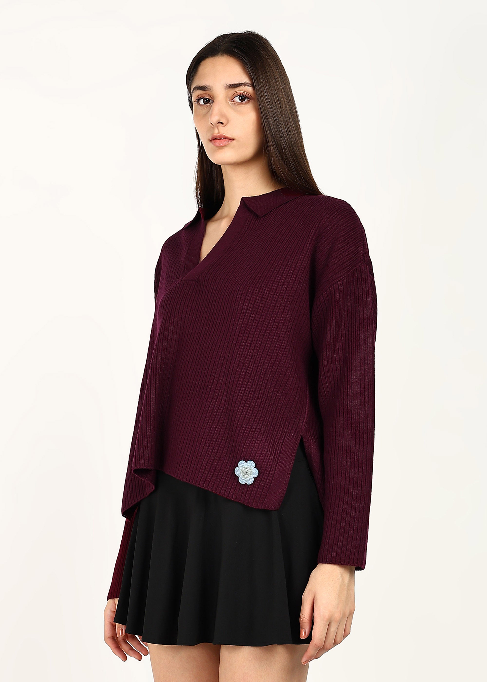JIIA BASIC TOP - BURGUNDY