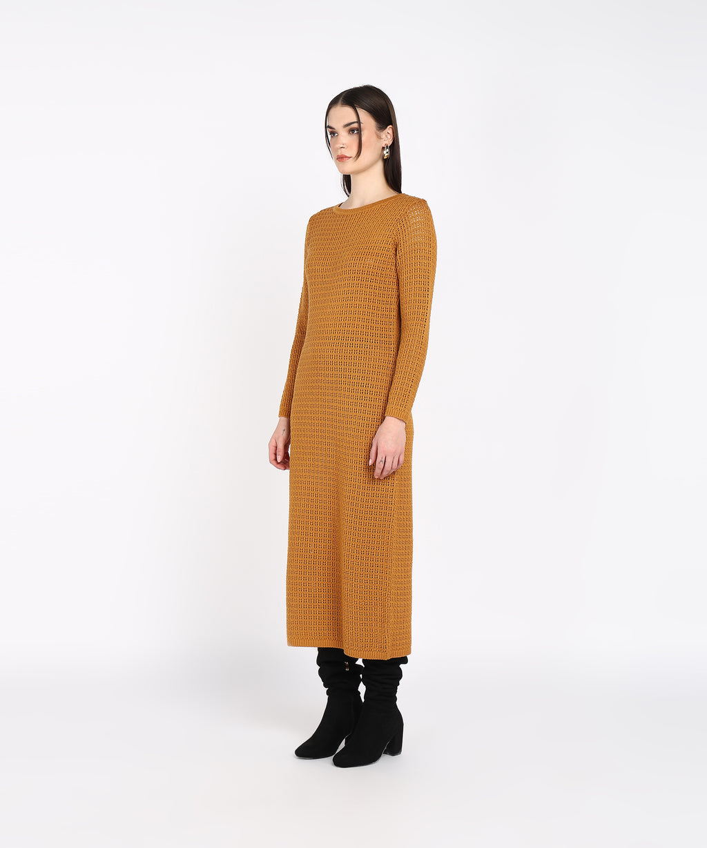 LONG DRESS IN MESH KNIT