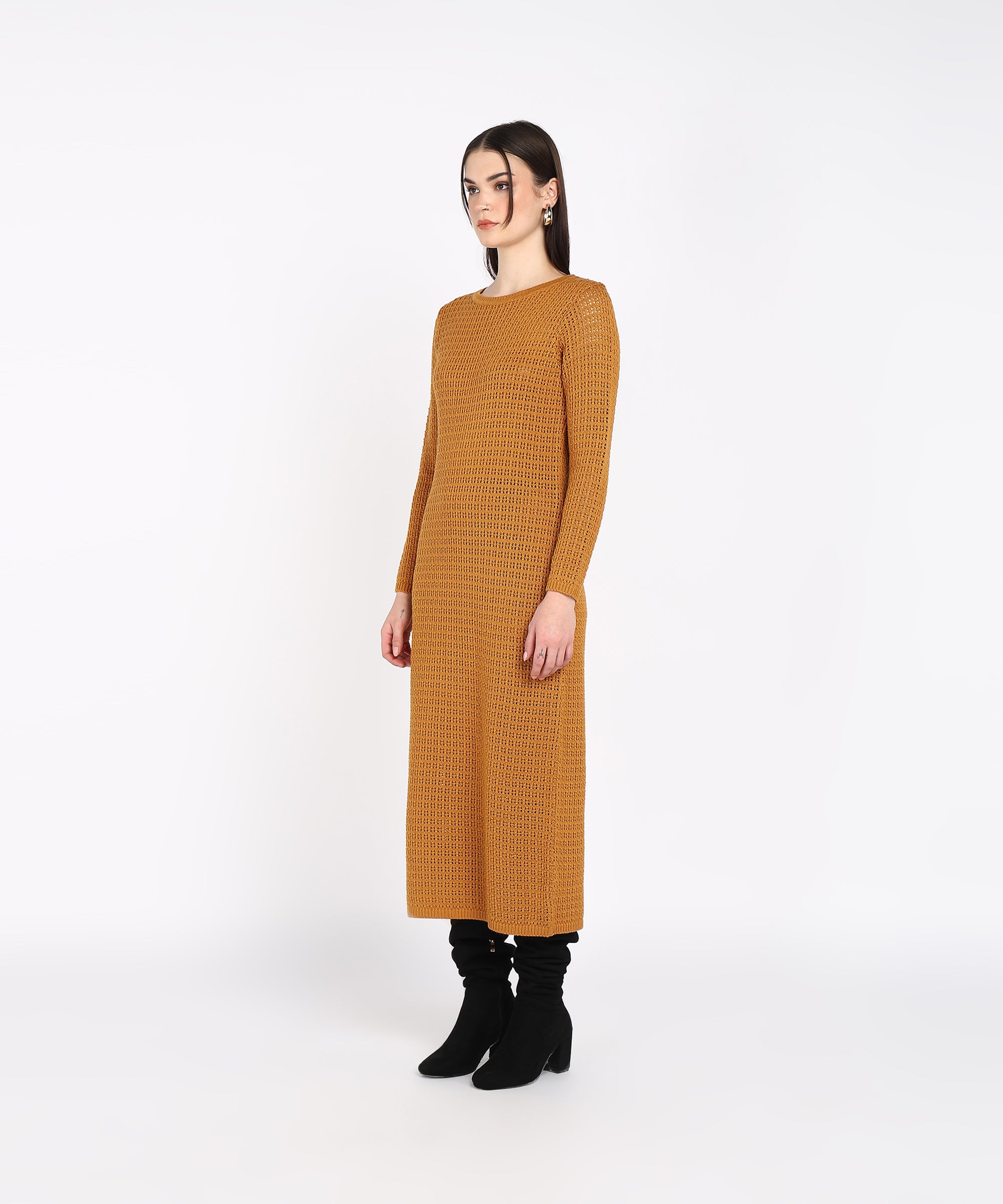 LONG DRESS IN MESH KNIT