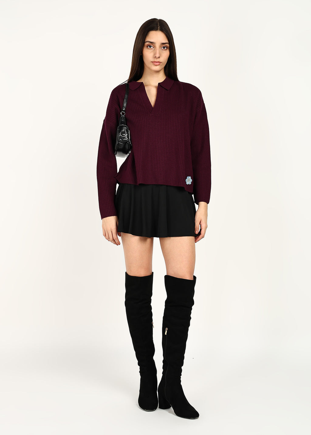 JIIA BASIC TOP - BURGUNDY