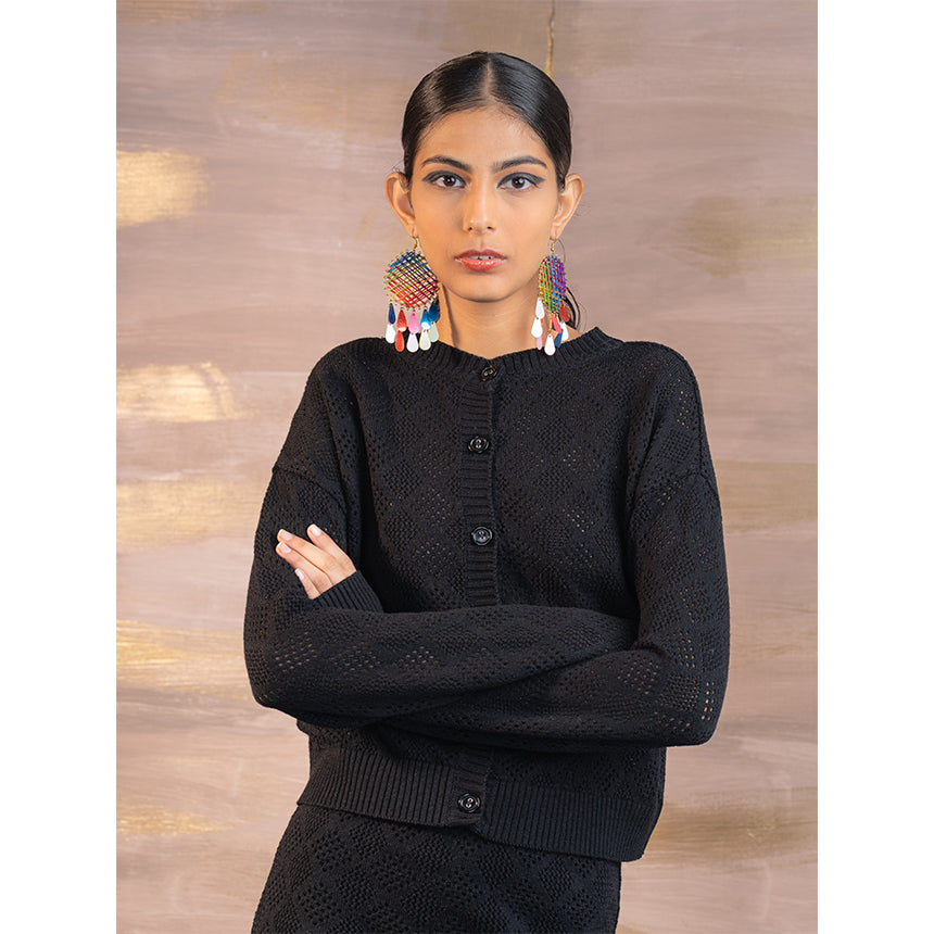 GEOMETRIC REVERSIBLE POINTELLE CO-ORD-BLACK