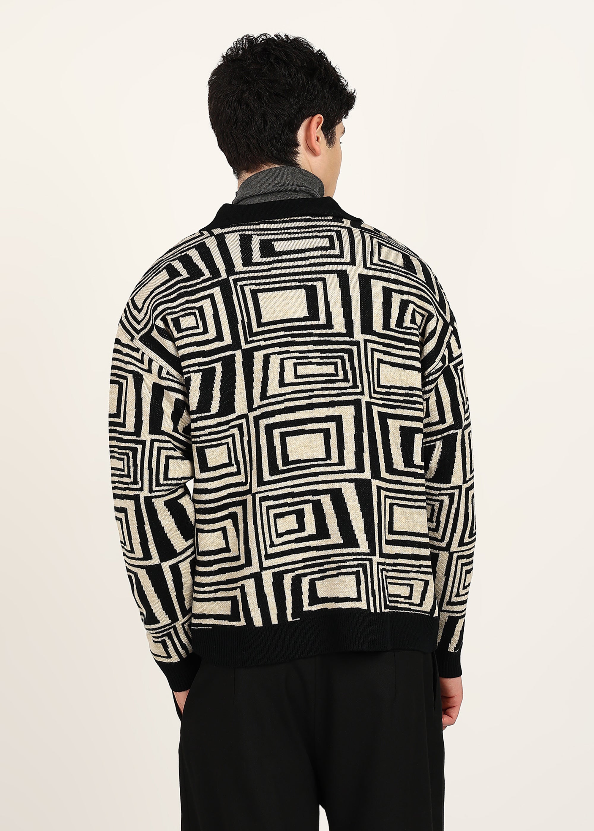 MIRAGE JACQUARD TOP - BLACK / CAMEL