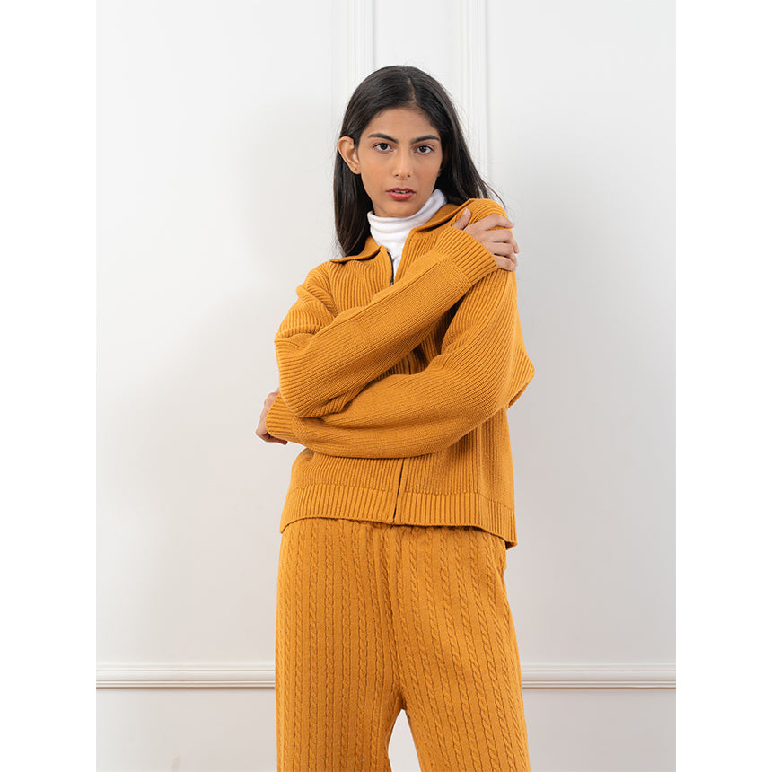 BASIC ZIPPER SET-MUSTARD