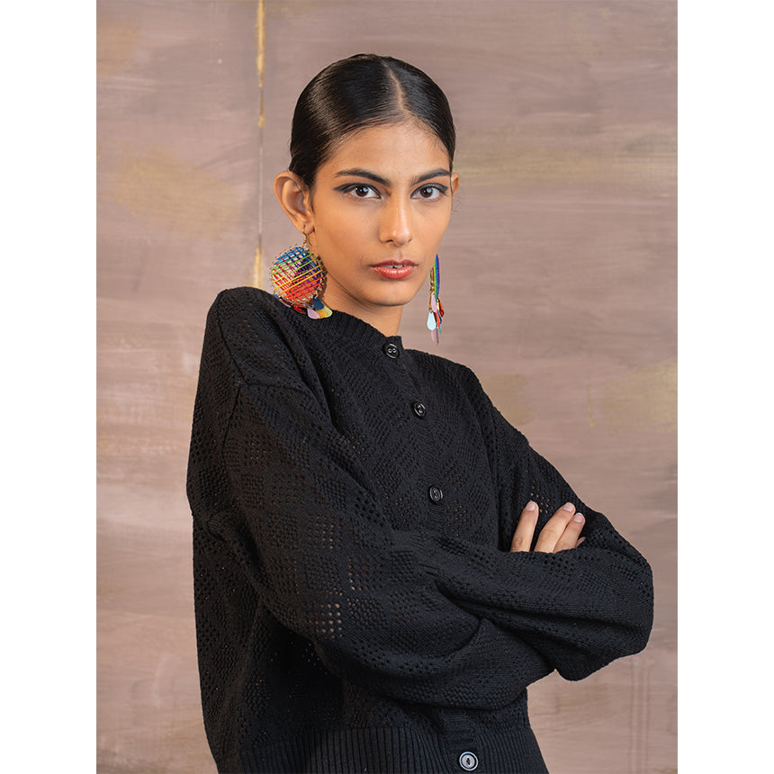 GEOMETRIC REVERSIBLE POINTELLE CO-ORD-BLACK