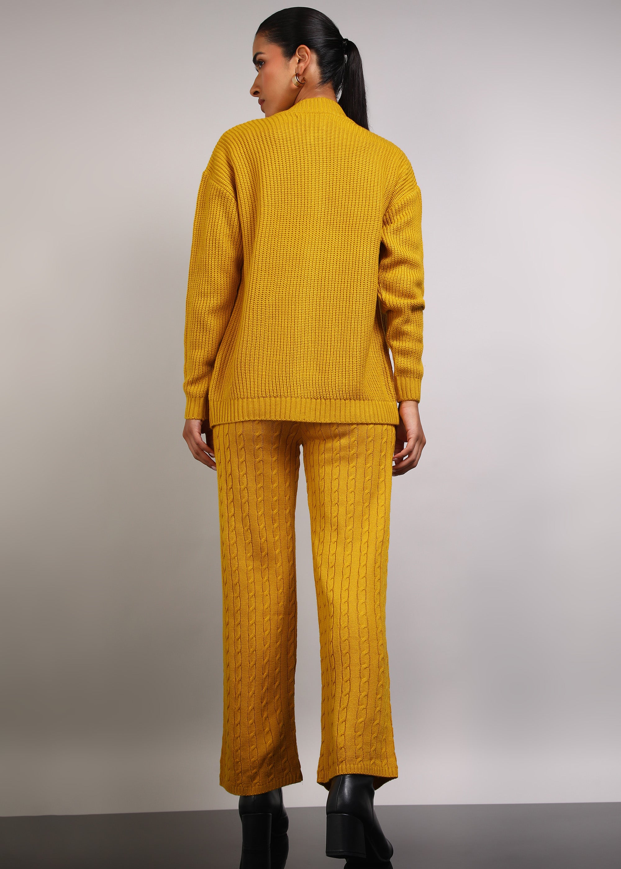 Jiia Statement Zipper And Pant Set - Mustard Yellow