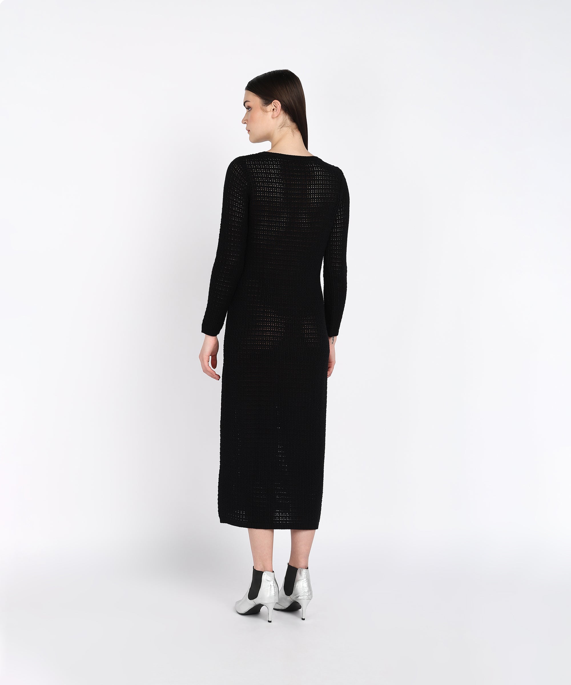 LONG DRESS IN MESH KNIT