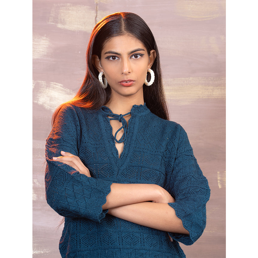 CROCHET KNIT CO-ORD-TEAL