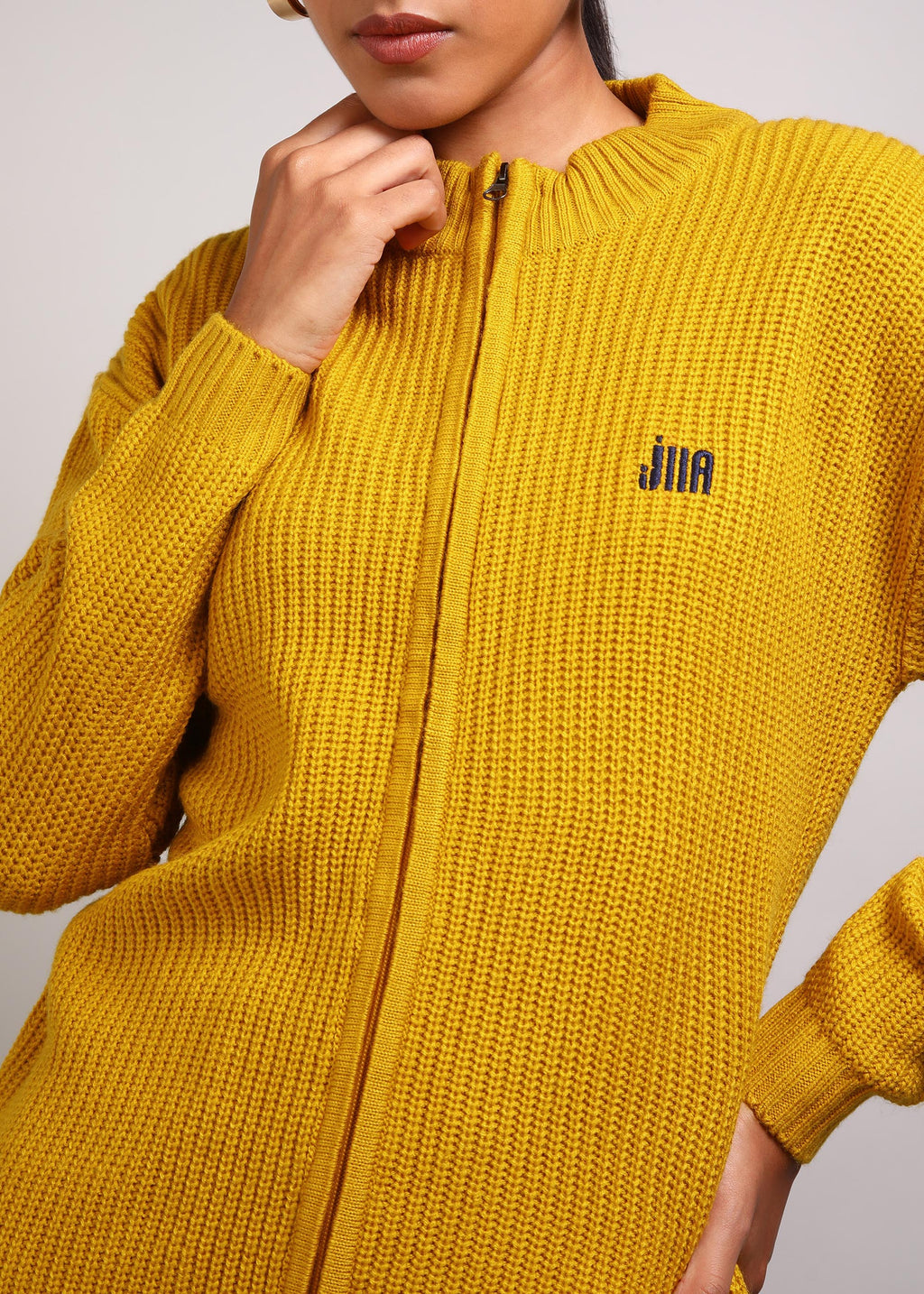 Jiia Statement Zipper And Pant Set - Mustard Yellow