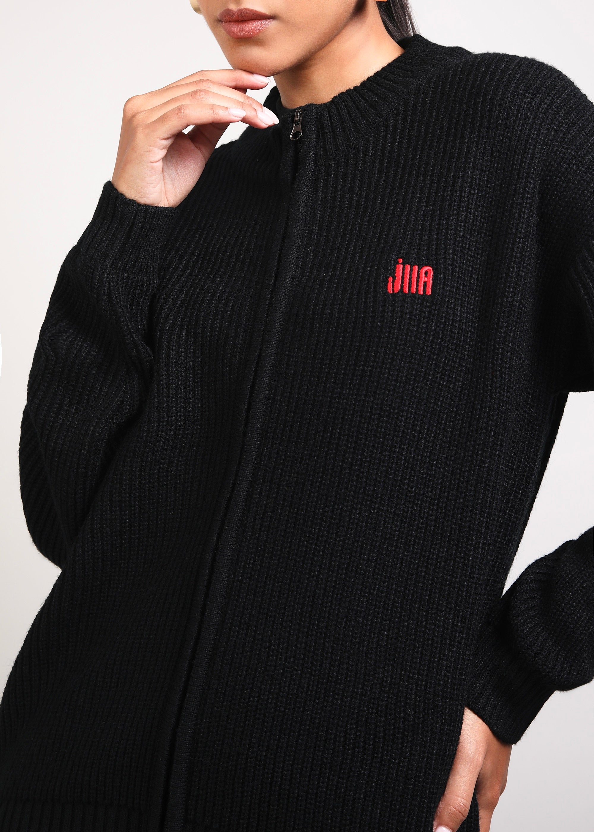 Jiia Statement Zipper And Pant Set - Black