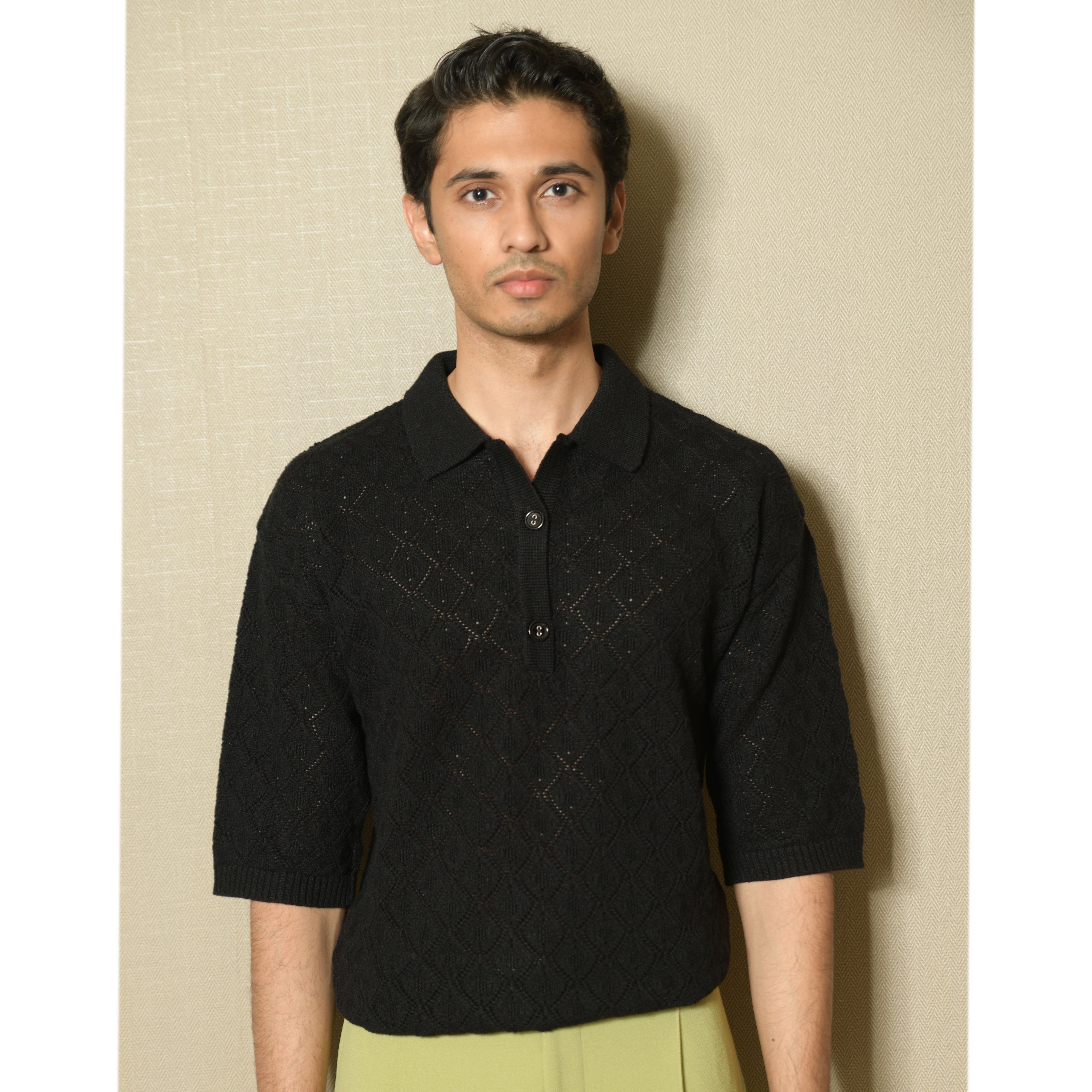 REGAL POINTELLE POLO-BLACK