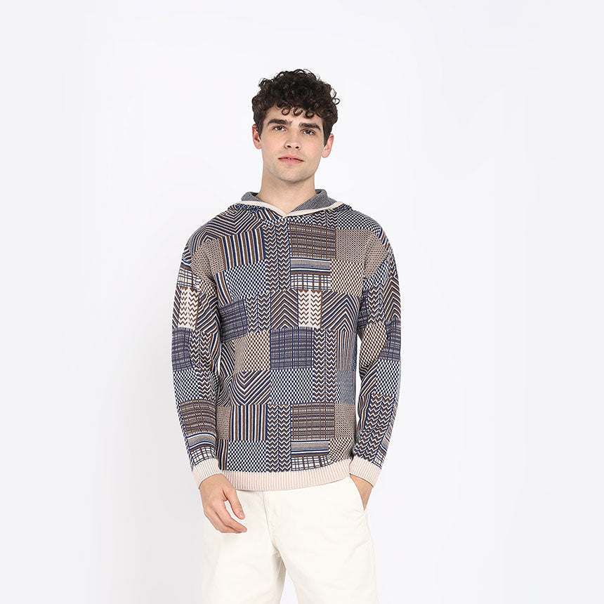 STRIATED HOODIE IN CAMEL