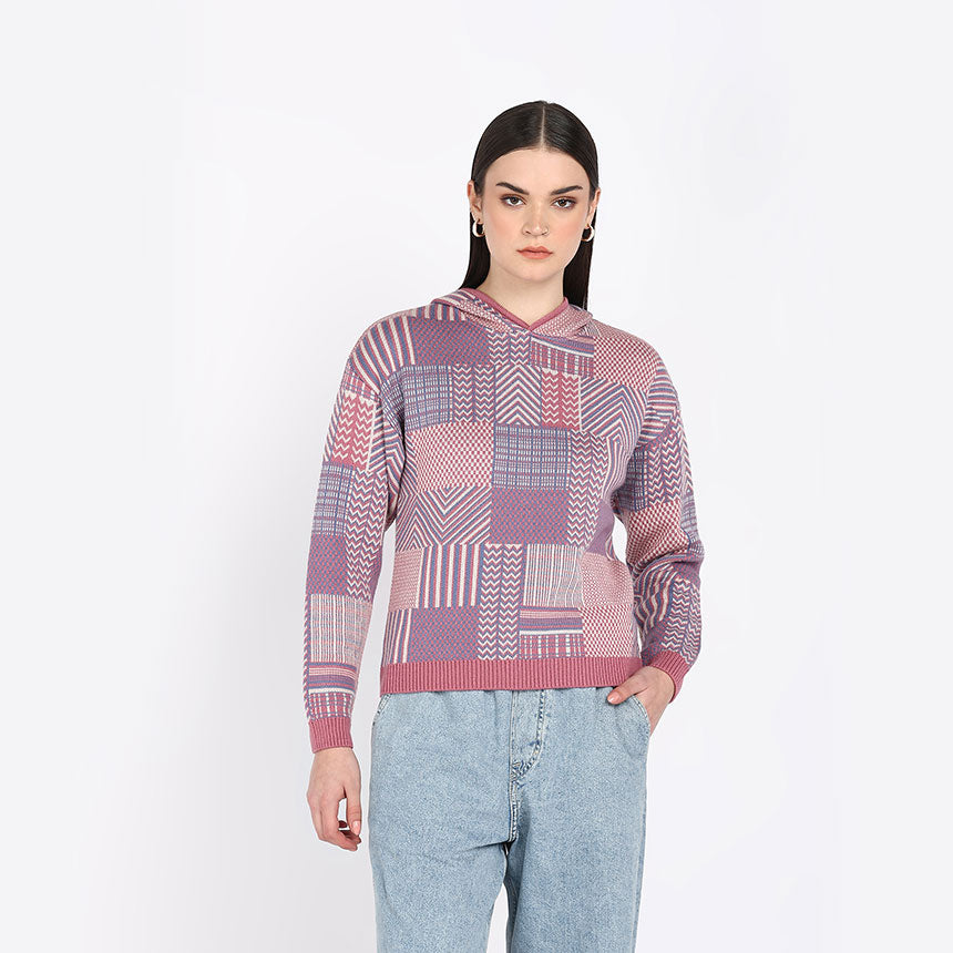 STRIATED HOODIE IN PINK