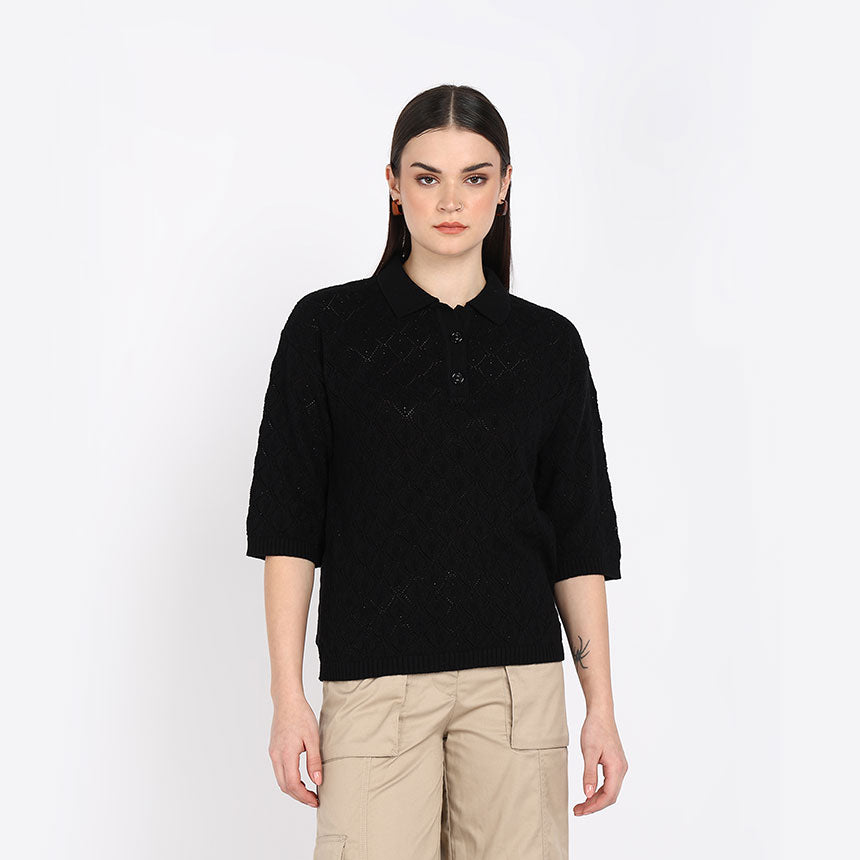 REGAL POINTELLE POLO-BLACK