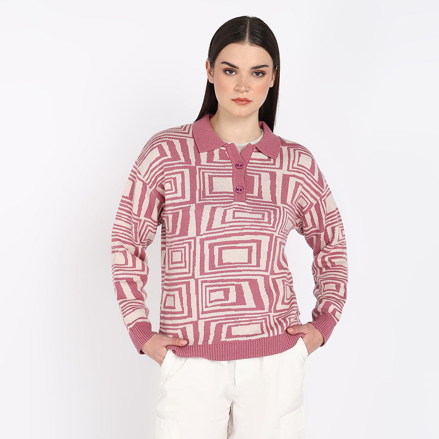 MIRAGE LONG SLEEVE POLO-PINK
