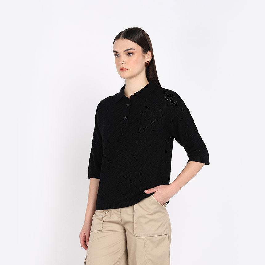 REGAL POINTELLE POLO-BLACK