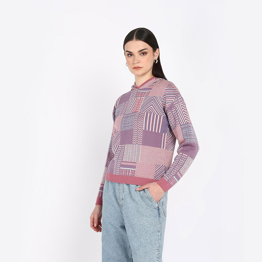 STRIATED HOODIE IN PINK