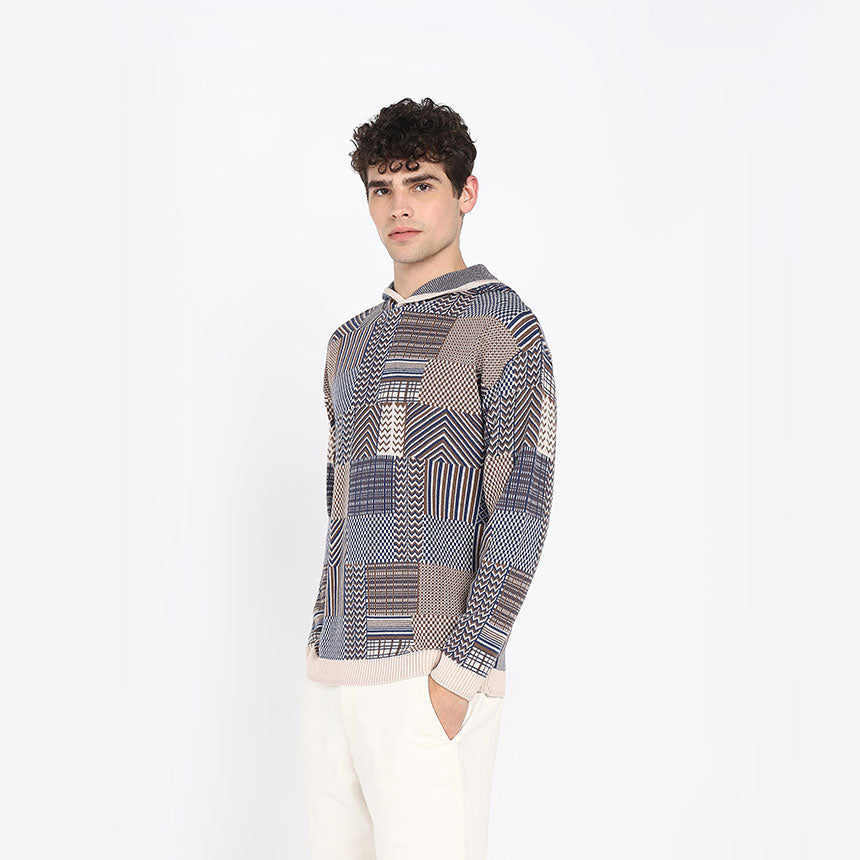 STRIATED HOODIE IN CAMEL