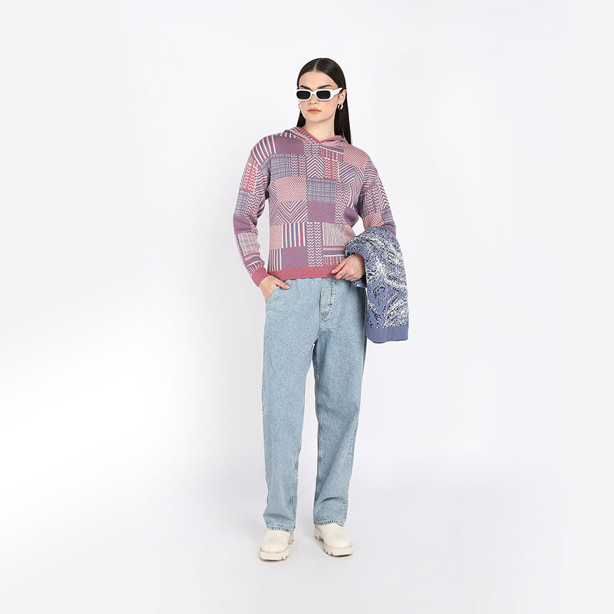 STRIATED HOODIE IN PINK