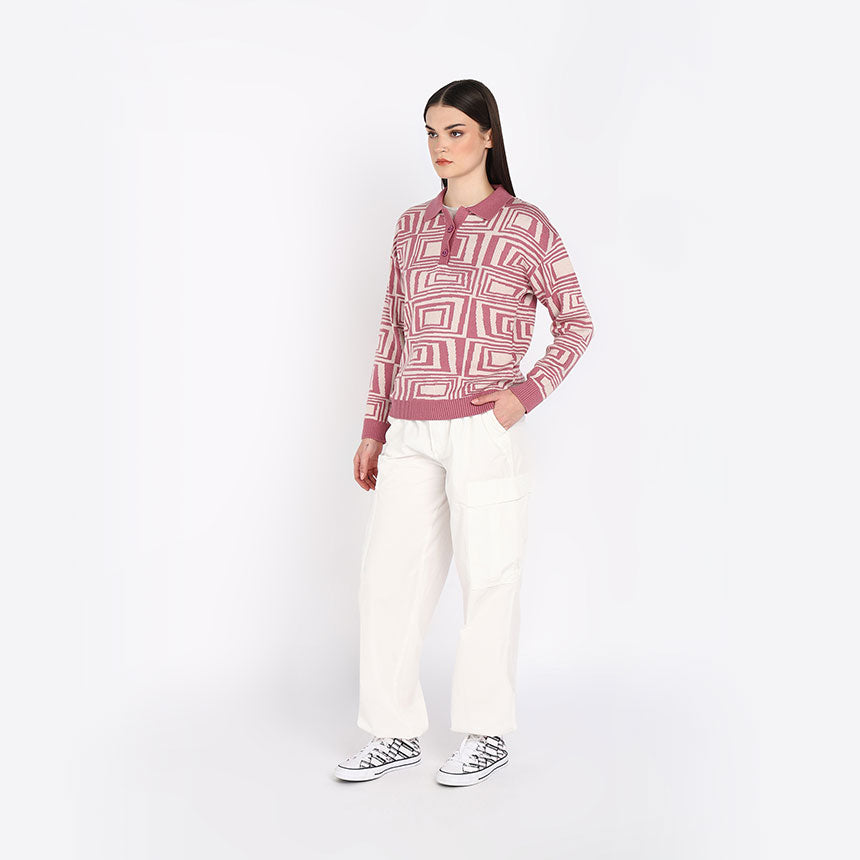 MIRAGE LONG SLEEVE POLO-PINK