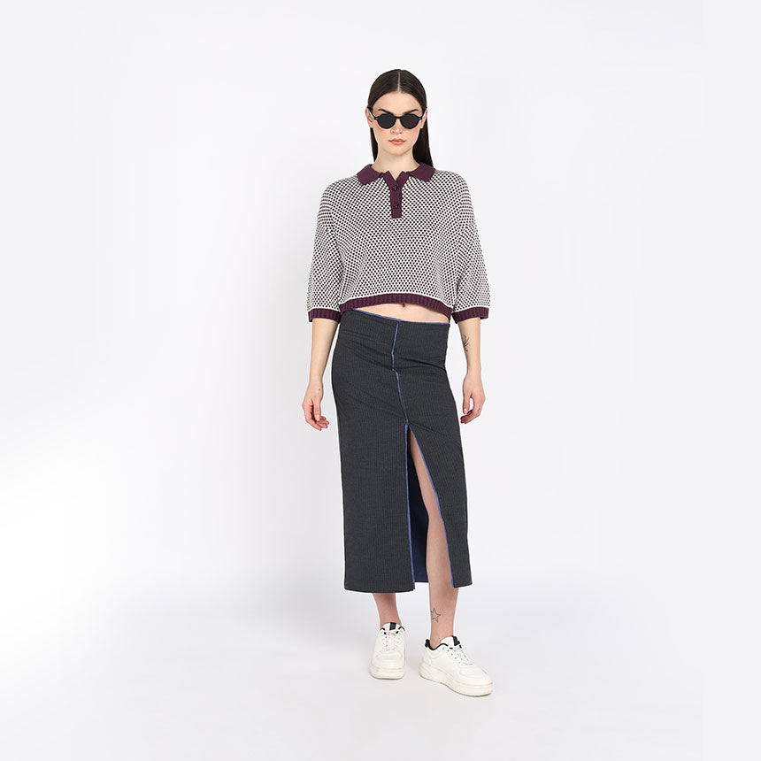 MICRO HEARTS CROPPED POLO-PURPLE