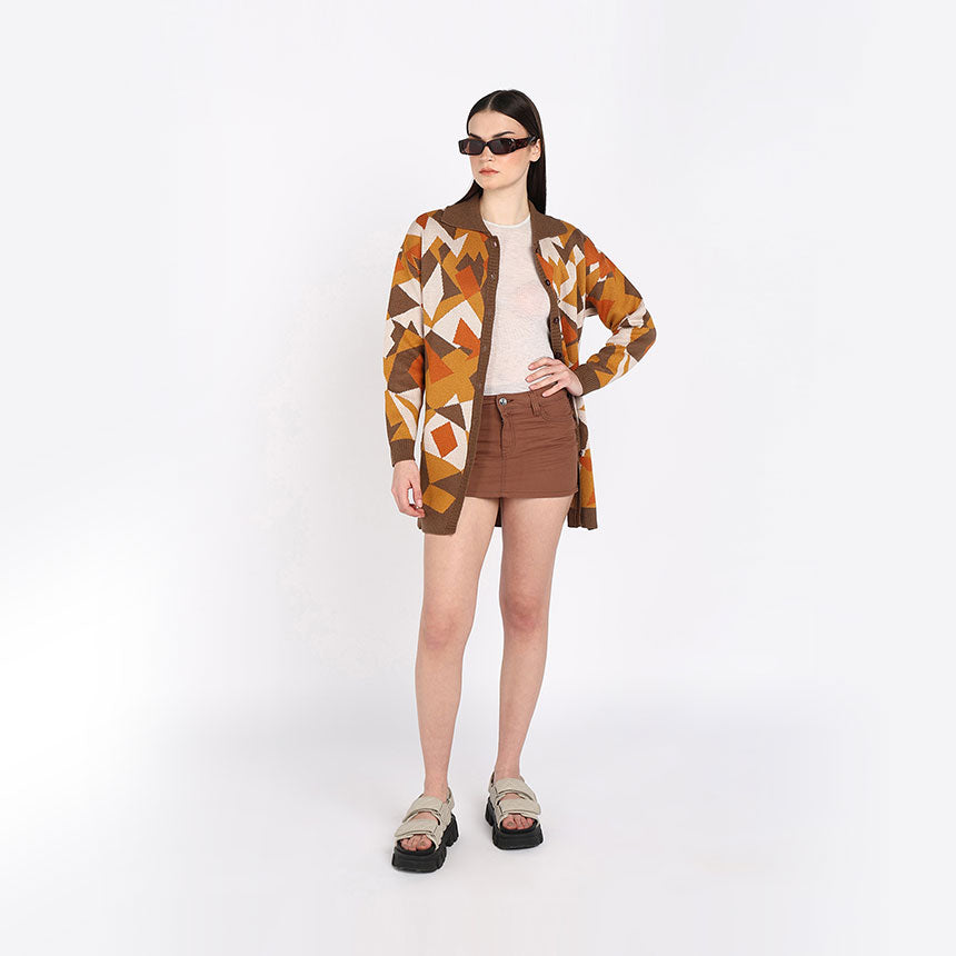 TERRAZZO JACQUARD LONG SHIRT-BROWN