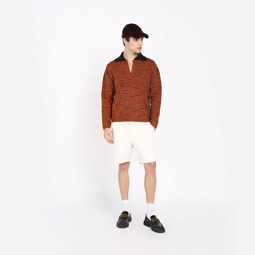 SPACE DYED BOUCLE YARN POLO-ORANGE