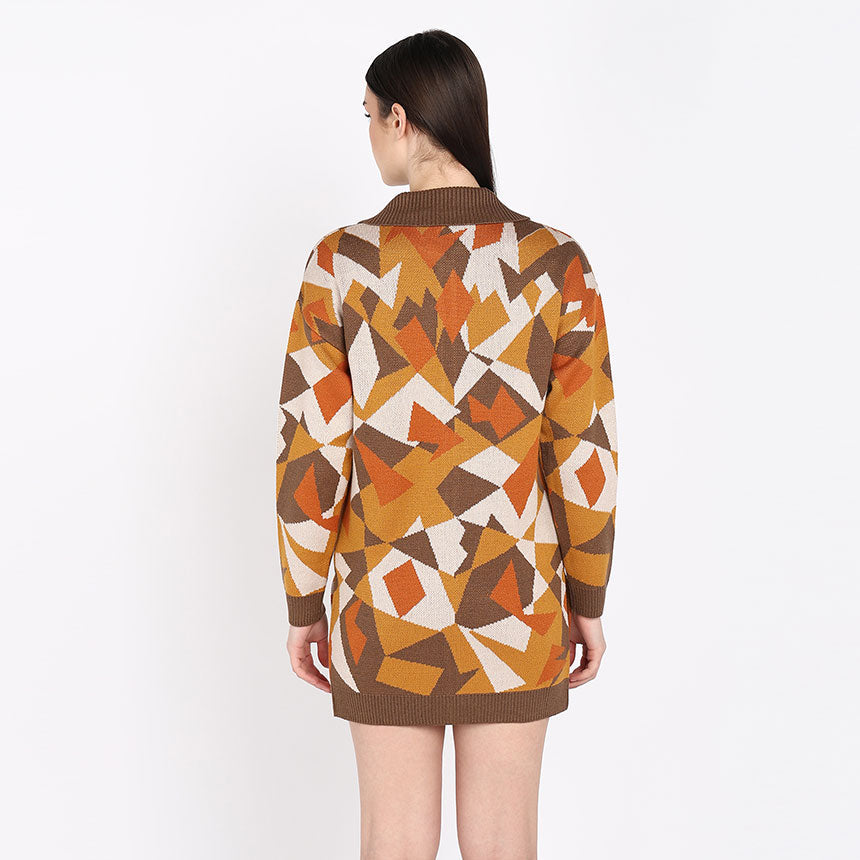 TERRAZZO JACQUARD LONG SHIRT-BROWN