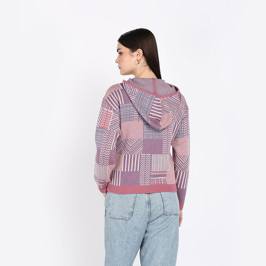STRIATED HOODIE IN PINK