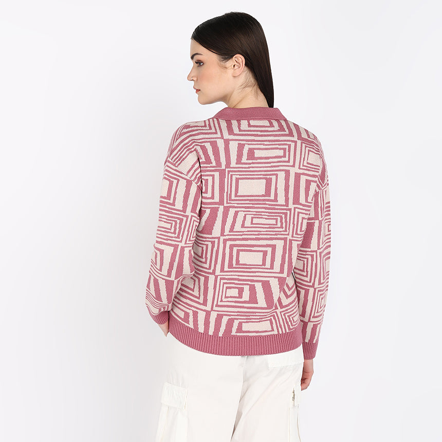 MIRAGE LONG SLEEVE POLO-PINK