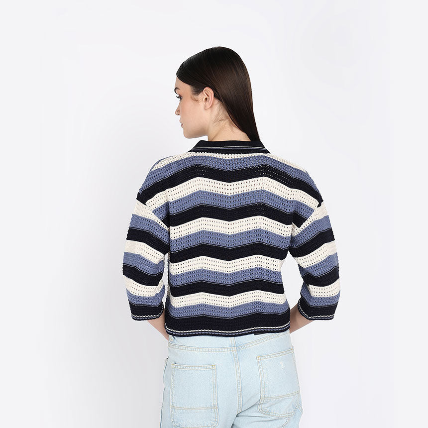 CHEVRON CROP POLO-SKY BLUE