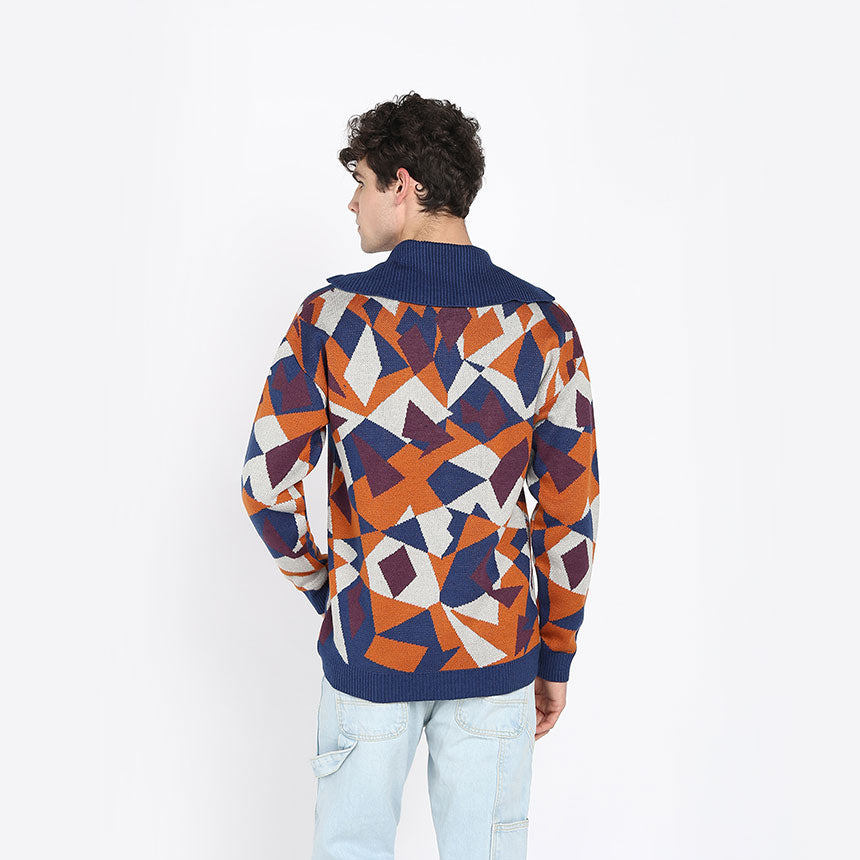 TERRAZZO JACQUARD HALF ZIPPER