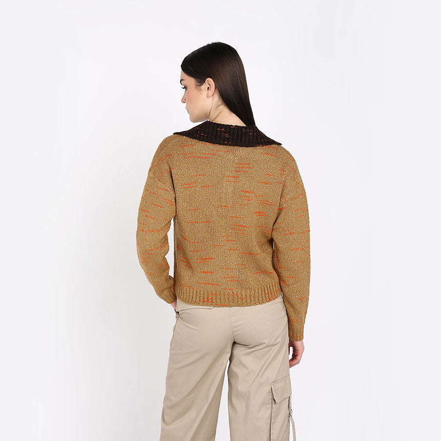 SPACE DYED BOUCLE YARN POLO-BEIGE