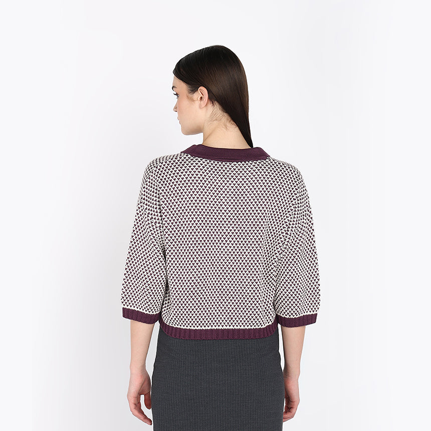 MICRO HEARTS CROPPED POLO-PURPLE