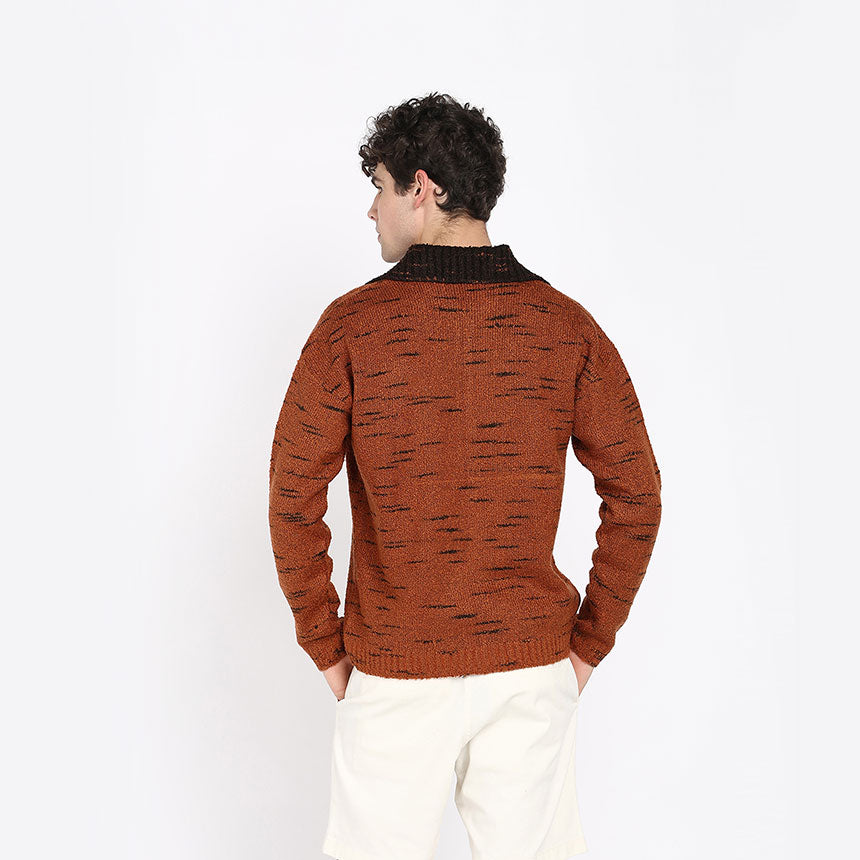 SPACE DYED BOUCLE YARN POLO-ORANGE