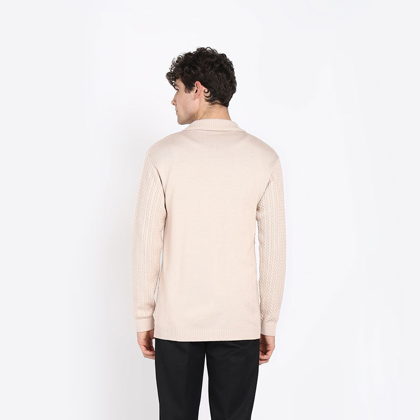 ARAN KNIT SHIRT-CAMEL