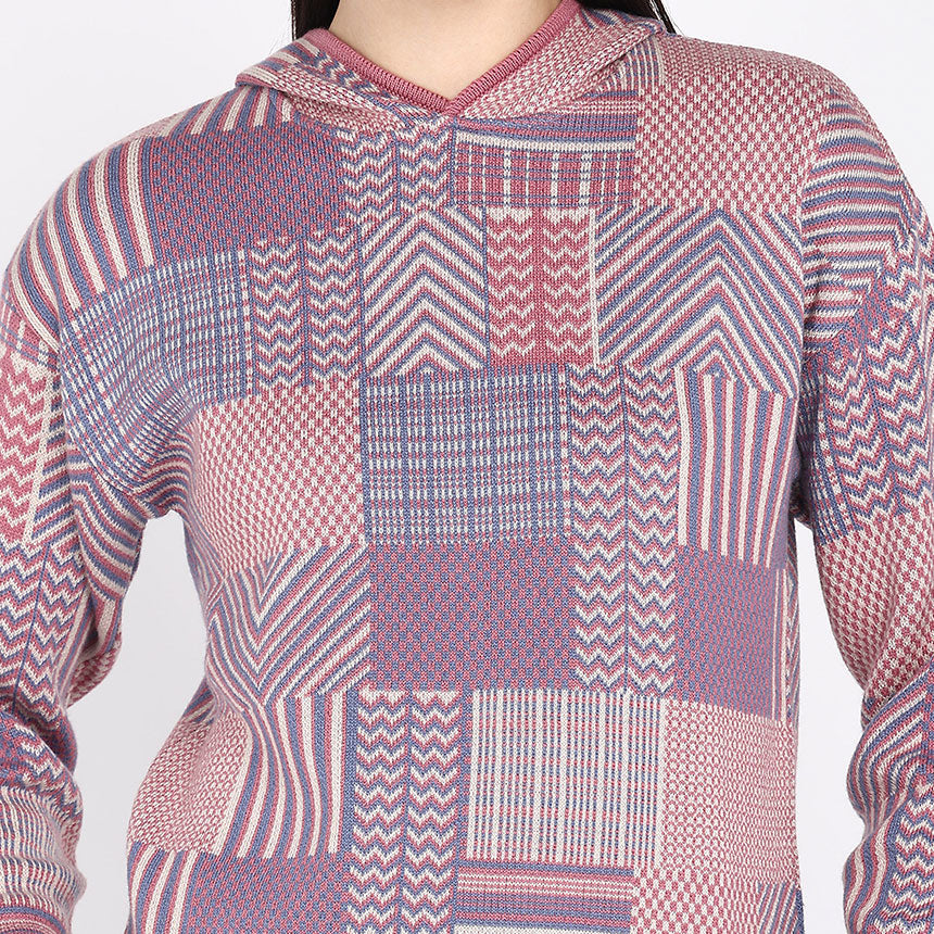 STRIATED HOODIE IN PINK