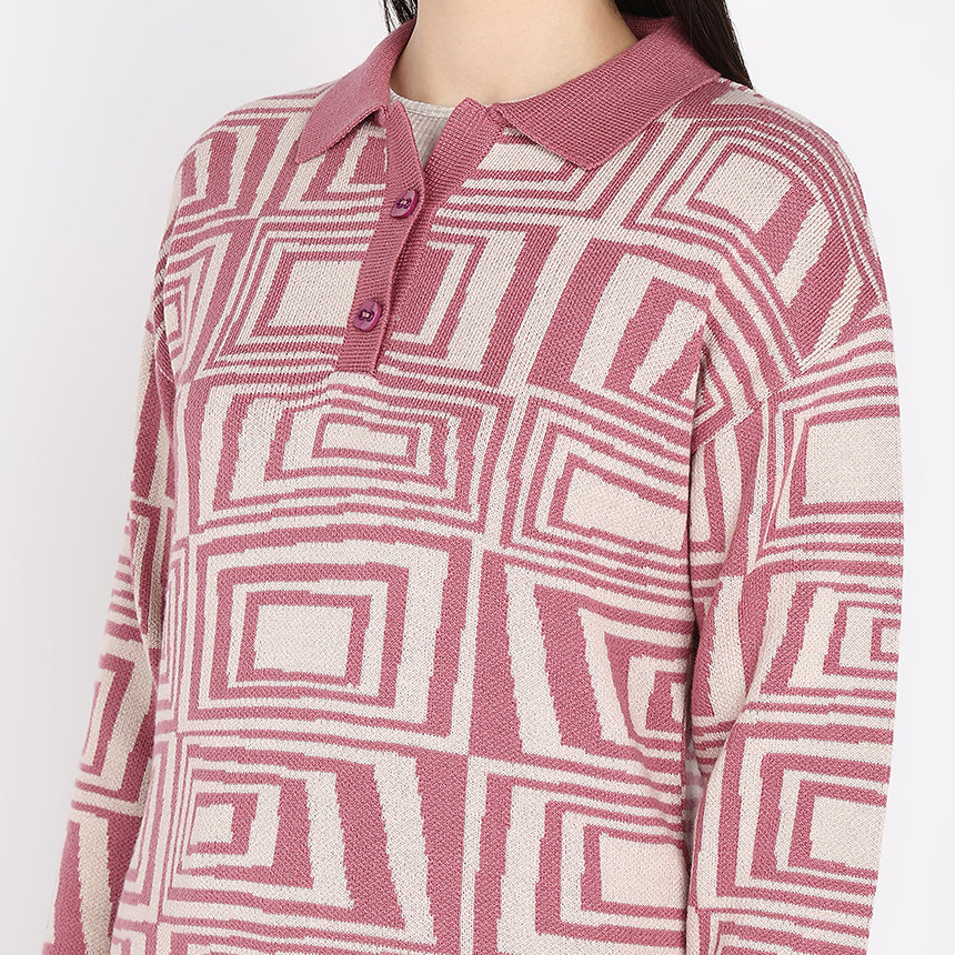 MIRAGE LONG SLEEVE POLO-PINK