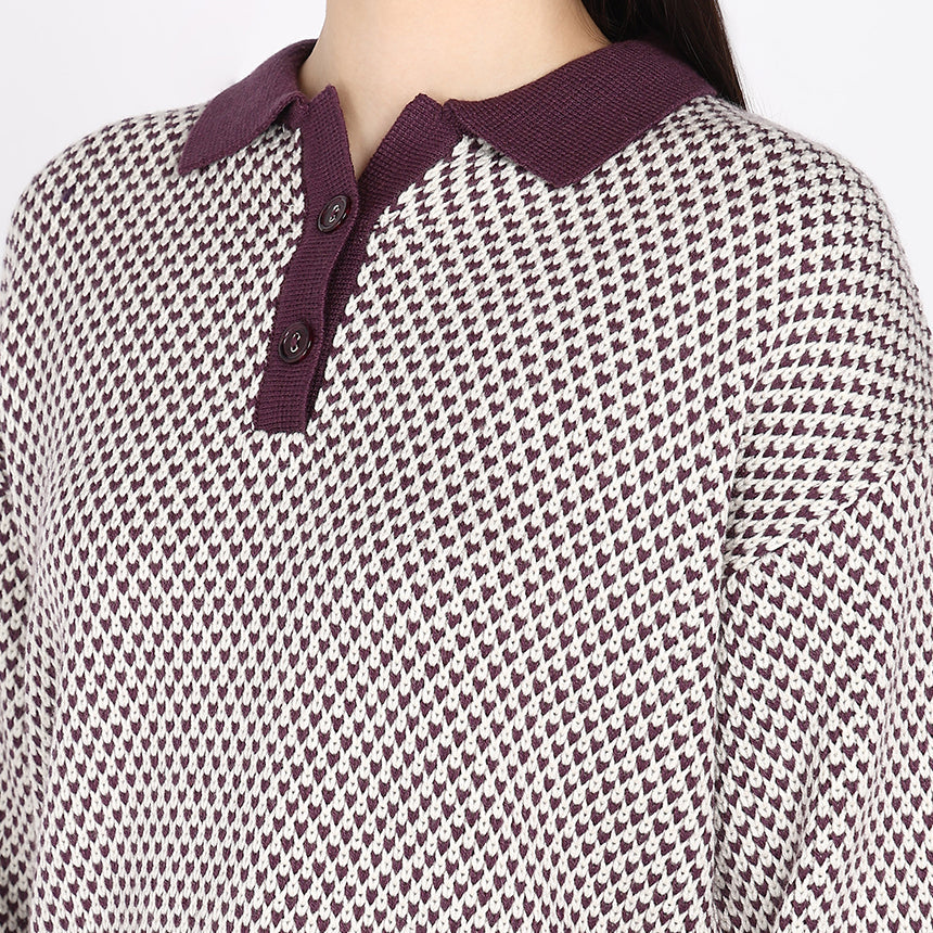 MICRO HEARTS CROPPED POLO-PURPLE