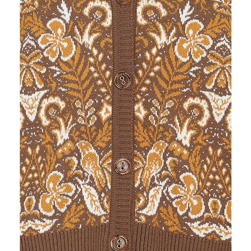 VINTAGE FLORAL CARDIGAN-BROWN