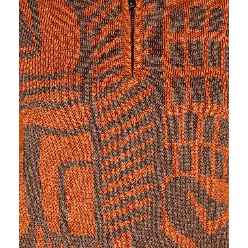 JACQUARD HALF ZIPPER-ORANGE