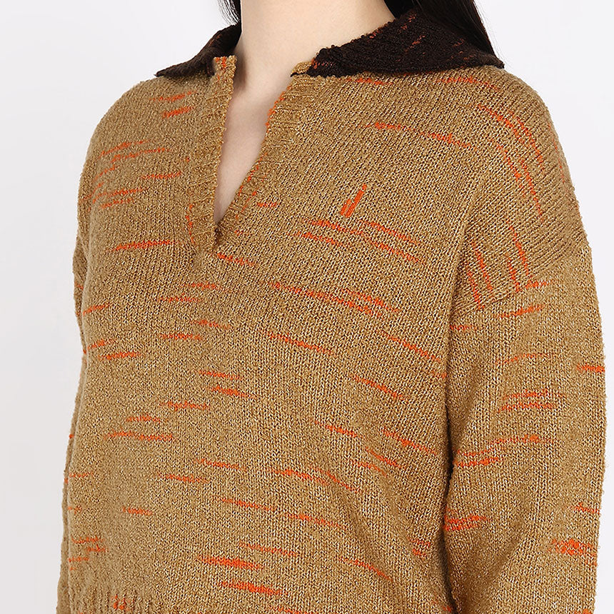 SPACE DYED BOUCLE YARN POLO-BEIGE