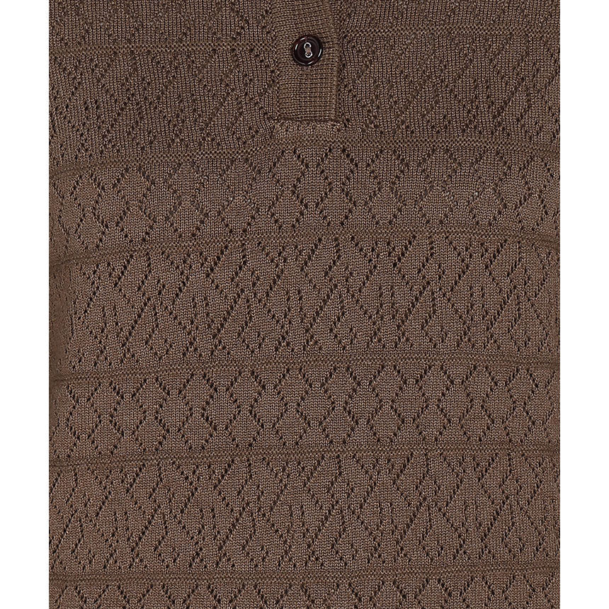 GEOMETRIC POINTELLE POLO-BROWN