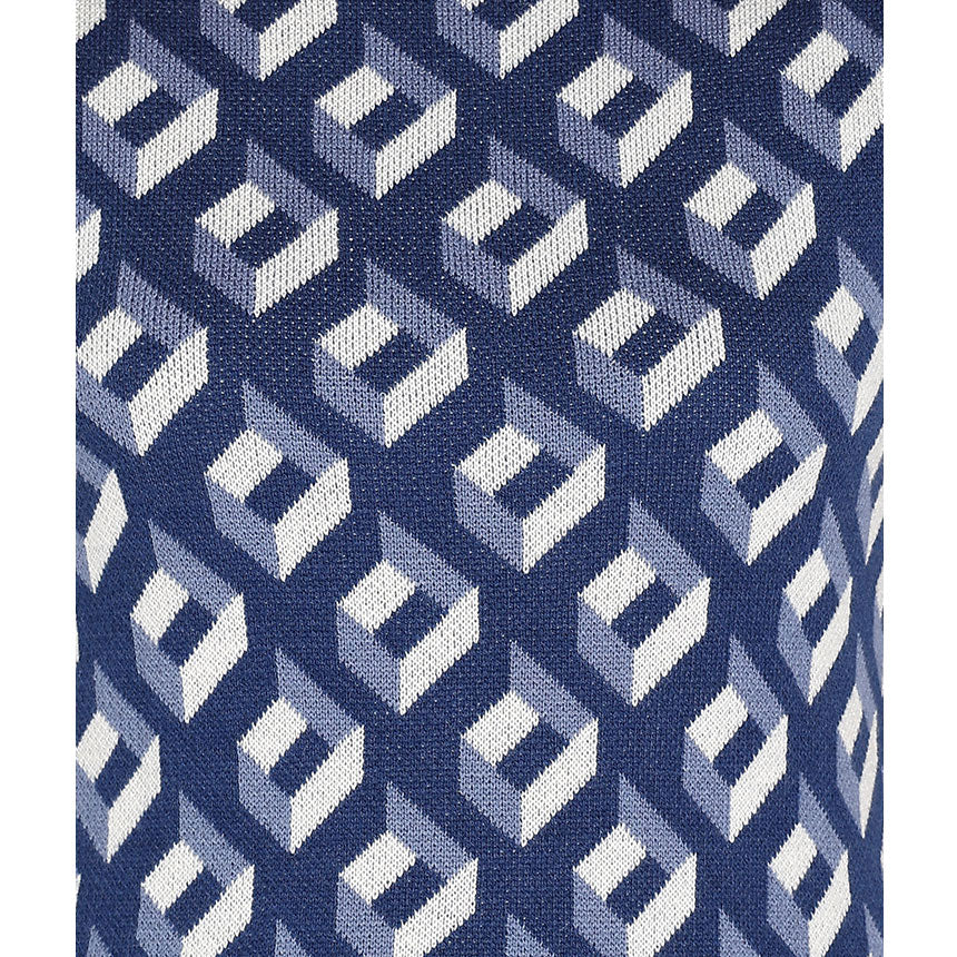 RETRO PATTERNED DRESS-BLUE