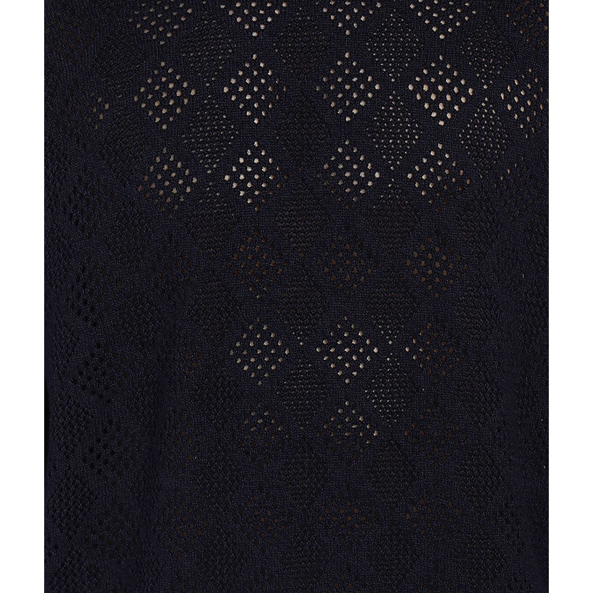 GEOMETRIC POINTELLE HOODIE-NAVY