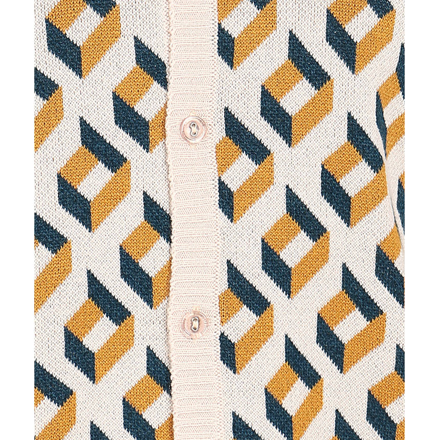 RETRO PATTERNED KNIT SHIRT-CAMEL