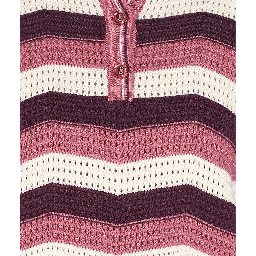 CHEVRON CROP POLO-PINK
